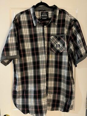 Parish Nation Men's Black & White Plaid Short-Sleeve Shirt